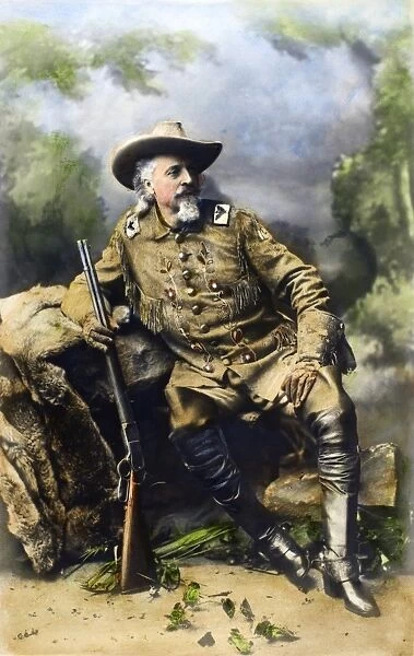WILLIAM F. CODY (1846-1917). William Frederick Cody. Known as Buffalo Bill. American frontiersman and showman. Oil over a photograph, c1900