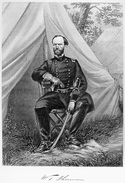 WILLIAM TECUMSEH SHERMAN (1820-1891). American army commander. Steel engraving, American, 1864