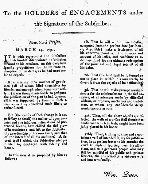 WILLLIAM DUER (1747-1799). English-born American statesman, financier and speculator