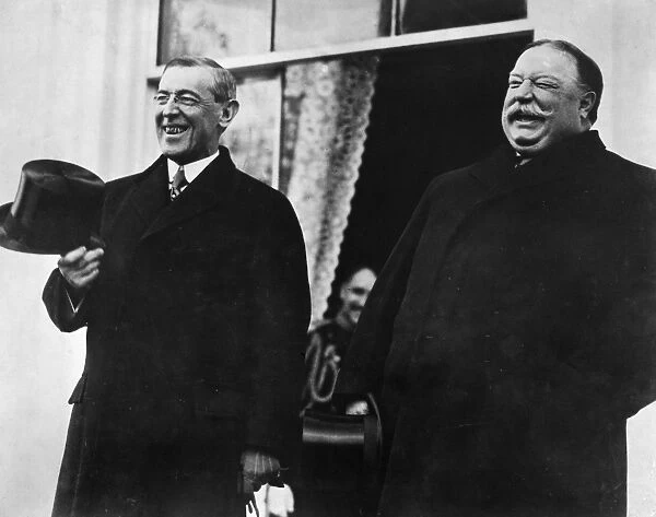 WILSON & TAFT, 1913. President-elect Woodrow Wilson and out-going President William Howard Taft at the White House, Washington, D. C. on Inauguration Day, 4 March 1913