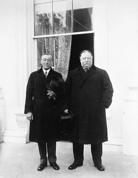 WILSON & TAFT, 1913. President-elect Woodrow Wilson and out-going President William Howard Taft at the White House, Washington, D. C. on Inauguration Day, 4 March 1913