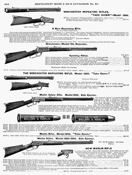 WINCHESTER RIFLES. Page from a Montgomery Ward catalogue of 1895