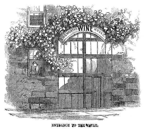 WINEMAKING: WINE VAULT. Entrance to Longworth Wine Vault in the Ohio. Engraving
