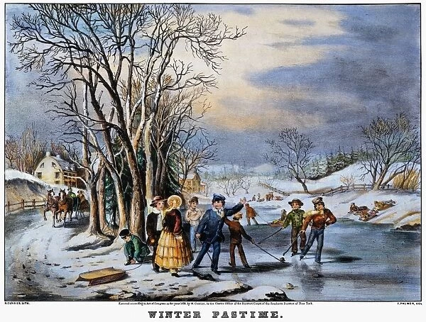 WINTER PASTIME, 1856. Lithograph by Nathaniel Currier, 1856