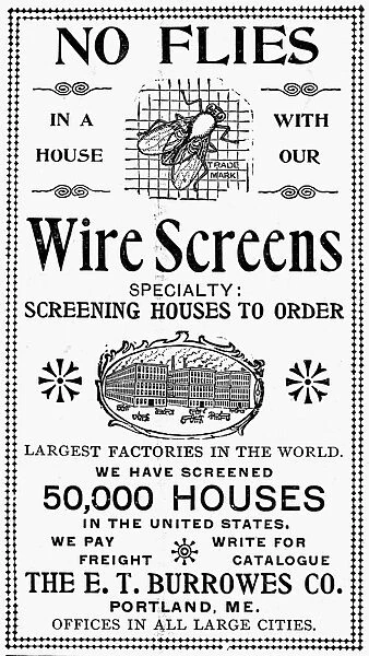 WIRE SCREEN AD, 1895. American newspaper advertisement, 1895