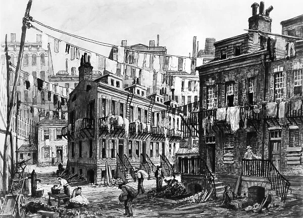 WITHAM: BAXTER ST. c1885. Baxter Street, in the Lower East Side Slums. Watercolor, Charles W