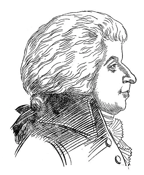 WOLFGANG AMADEUS MOZART (1756-1791). Austrian composer. Line drawing