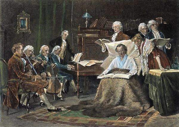 WOLFGANG AMADEUS MOZART (1756-1791). Austrian composer. Mozart singing his Requiem