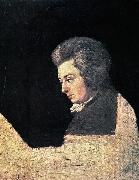 WOLFGANG AMADEUS MOZART (1756-1791). Austrian composer. Unfinished oil on canvas by Joseph Lange, c1782