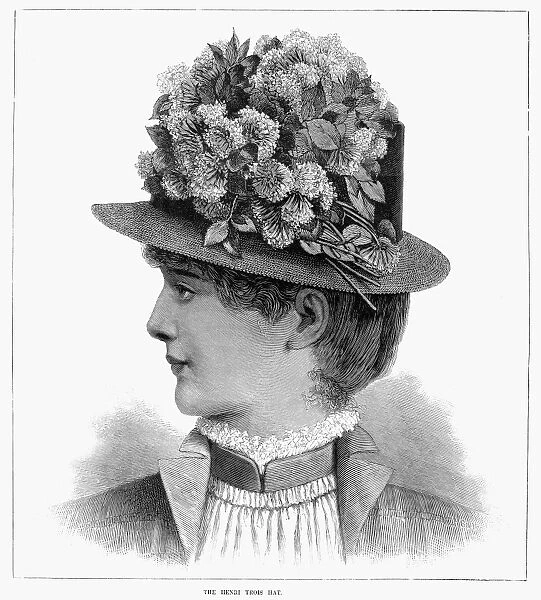WOMANs HAT, 1883. The Henri III Hat. Line engraving from an American womens magazine of 1883