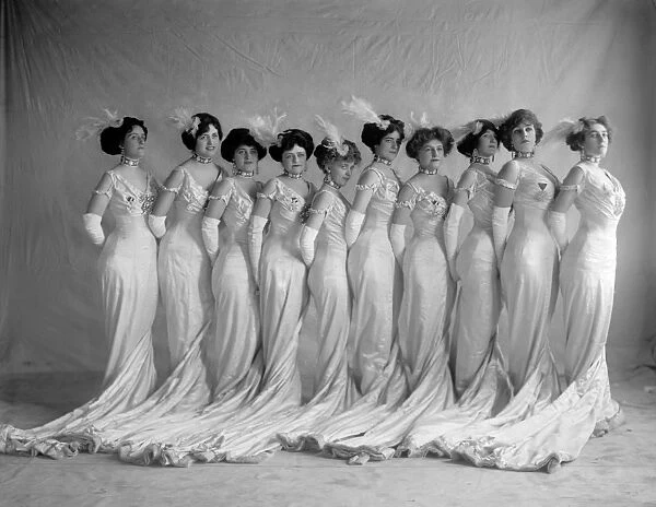 WOMEN, c1910. A group of women in fancy ballgowns. Photograph, c1910