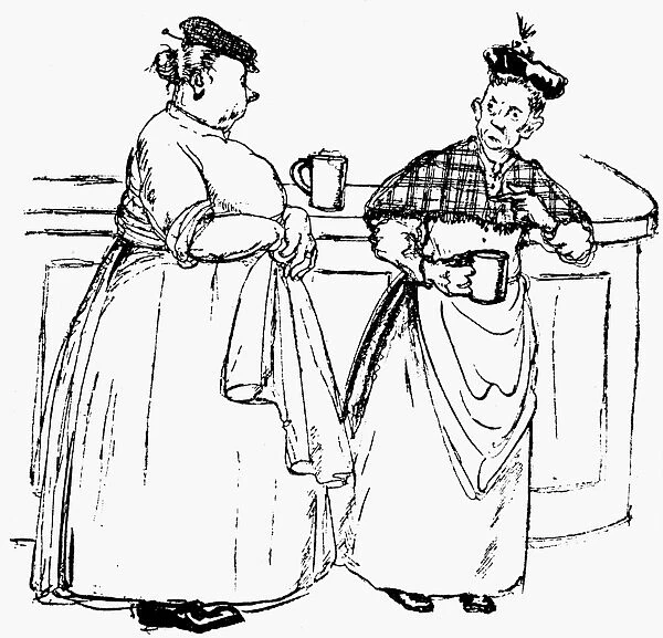 Two women enjoying a drink, 1900s