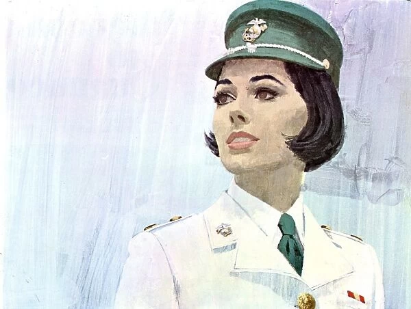 WOMEN MARINES, 1968. Illustration of a female member of the United States Marine Corps