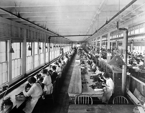 WOMEN WORKERS, c1910. New England shoe factory, c1910