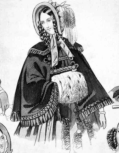 WOMENs FASHION, 1842. Detail of an American fashion print, 1842, from Godey s