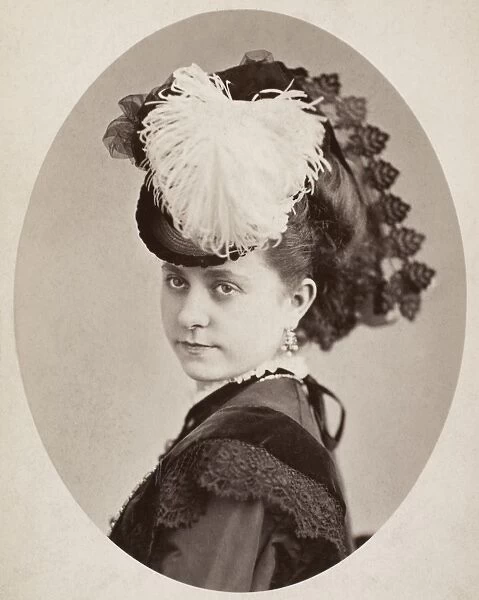 WOMENs HATS, c1870. Original cabinet photograph of the dancer Marie Majilton