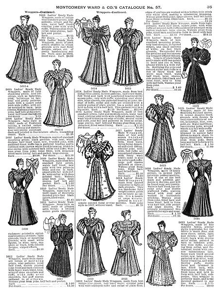 WOMENs WEAR, 1895. Ready-made wrappers for women; from the mail-order catalog
