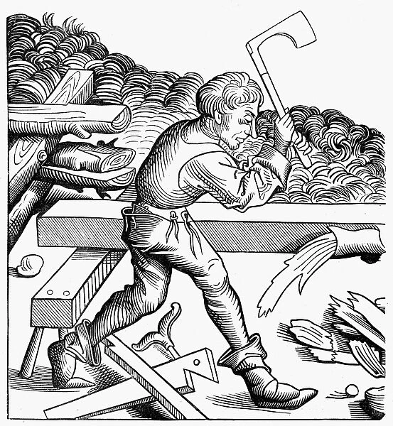 WOODCUTTER, 1493. Woodcut, 1493, from the Nuremberg Chronicle