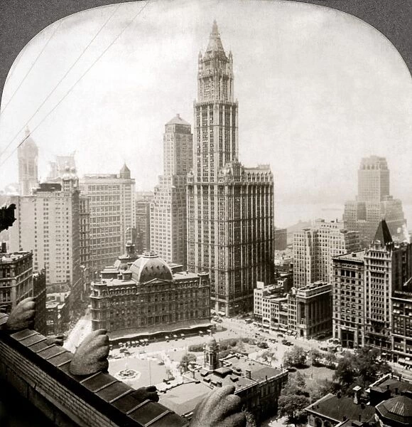 WOOLWORTH BUILDING, 1920s. The Woolworth Building, New York City, the worlds tallest building at the time of its completion in 1913. Stereograph view, 1920s