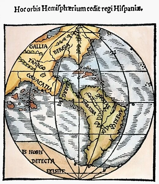 WORLD MAP, 1529. The Western Hemisphere in the world map by Franciscus Monachus