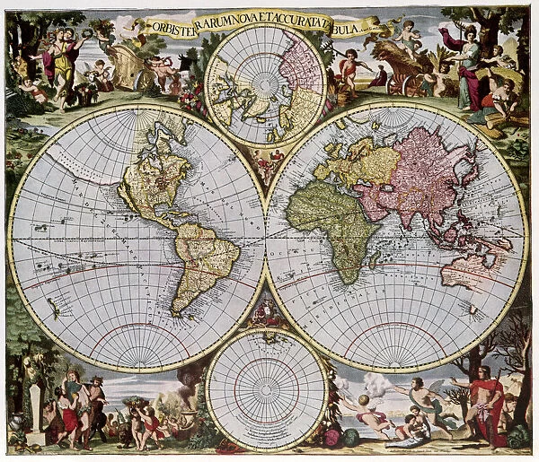WORLD MAP, c1690. Engraved world map by Gerard and Leonard Valk, Amsterdam, c1690