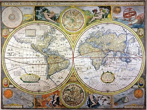 WORLD MAP. English map of the world from 1651