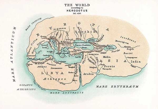 WORLD MAP. Pre-Christian era, c450 B. C. according to the writings of Herodotus