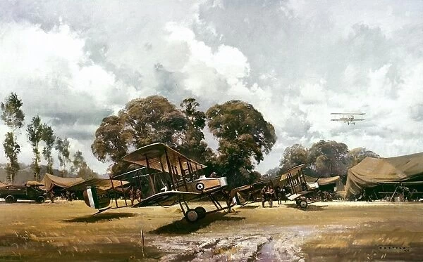 World War I Aircraft. The Gunbus (Vickers FB5). Painting by Frank Wootton