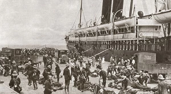WORLD WAR I: ALEXANDRIA. British ocean liner at the quay in Alexandria unloading troops