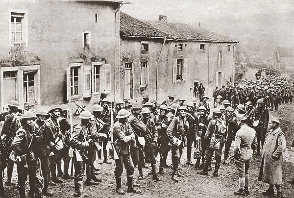 WORLD WAR I: AMERICANS. American troops resting in a French village before returning