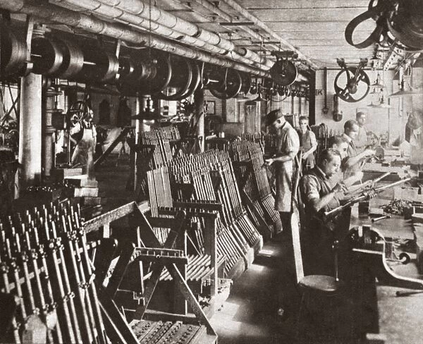 WORLD WAR I: ARMORY, c1917. Rifles being assembled at the government armory at Springfield