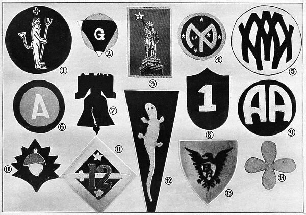 WORLD WAR I: BADGES. Badges representing the divisions of the United States Army