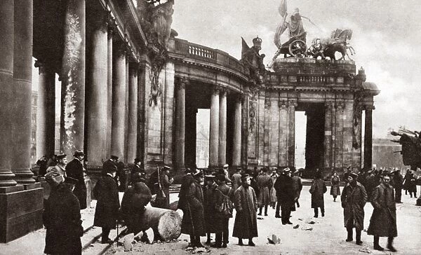WORLD WAR I: BERLIN, C1919. Fragments of a destroyed national monument near Brandenburg Gate