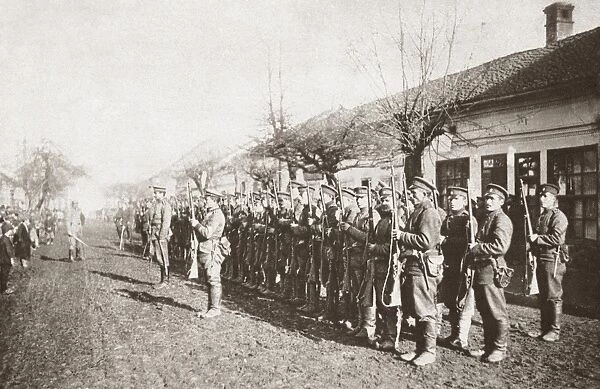 WORLD WAR I: BULGARIA, 1915. Bulgarian troops in a village, preparing to march against French