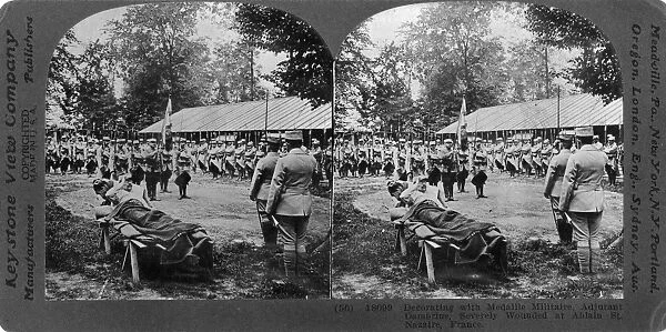 WORLD WAR I: CEREMONY. French army ceremony, awarding the Medaille Militaire to Adjutant Dambrine