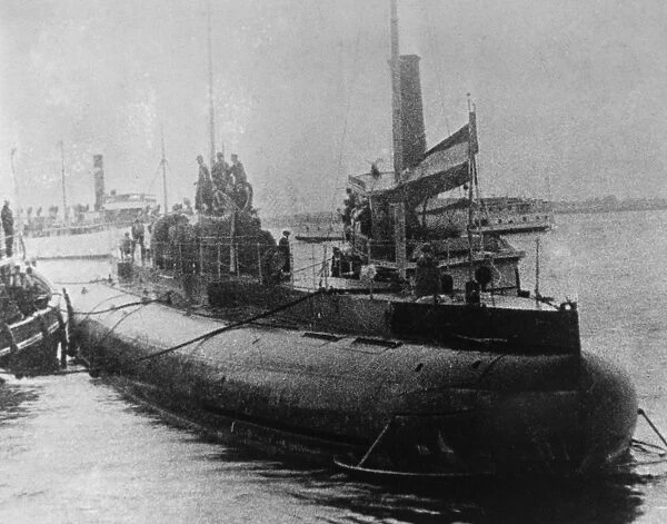 WORLD WAR I: DEUTSCHLAND. The German U-151 merchant submarine Deutschland, led by Paul Konig
