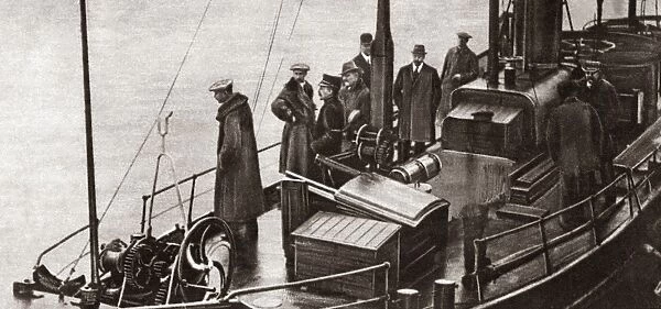 WORLD WAR I: THE EX-KAISER. The German ex-Kaiser traveling by boat to the island of his exile