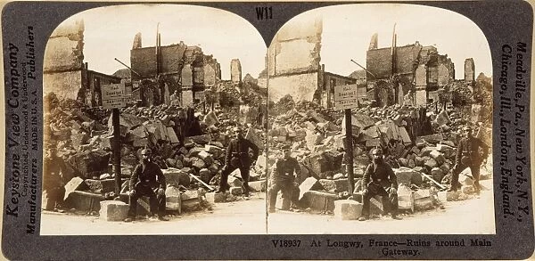 WORLD WAR I: FRANCE, c1915. German soldiers posing in the ruins of the city of Longwy