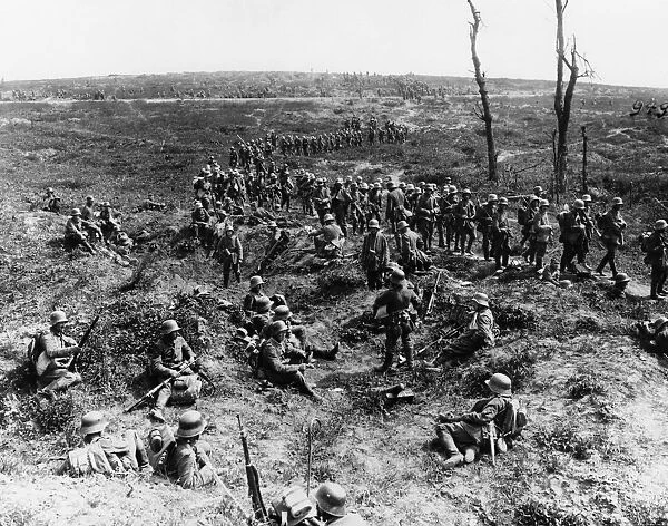 WORLD WAR I: FRANCE. German troops taking a break at Chemin des Dames, France during