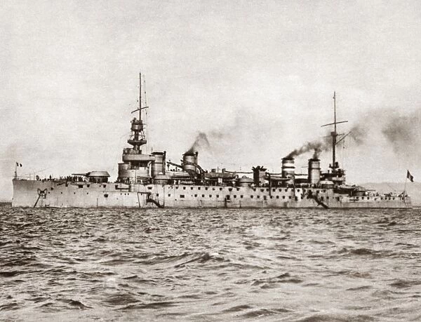 WORLD WAR I: FRENCH CRUISER. The French armored cruiser, Leon Gambetta, during World War I