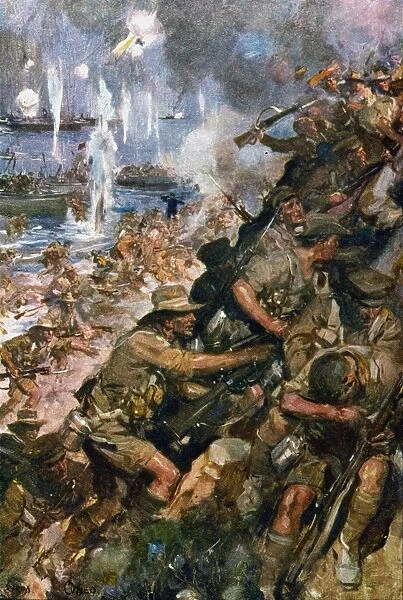 WORLD WAR I: GALLIPOLI, 1915. Australian troops landing on Anzac Beach, Gallipoli