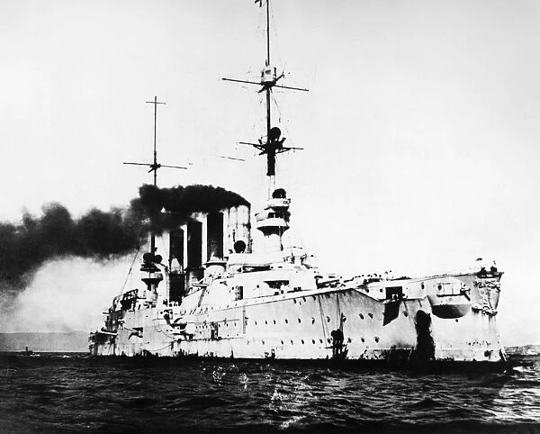 WORLD WAR I: GERMAN SHIP. The German ship, SMS Scharnhorst, off the coast of Valparaiso