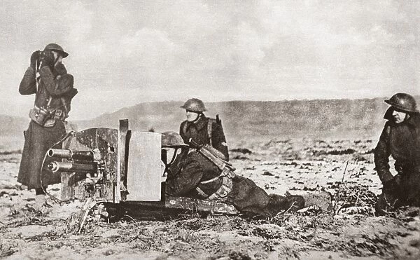 WORLD WAR I: GUNNERS. American troops firing a one-pounder gun during a winter