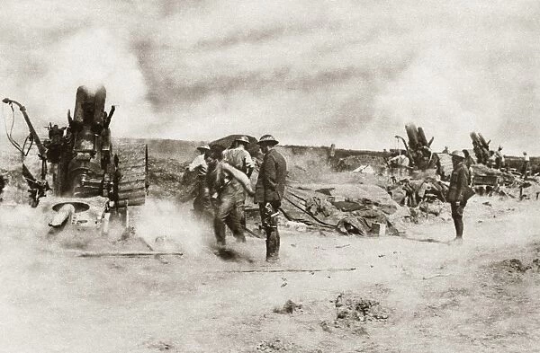 WORLD WAR I: GUNNERS. British gunners on the Western Front during World War I. Photograph
