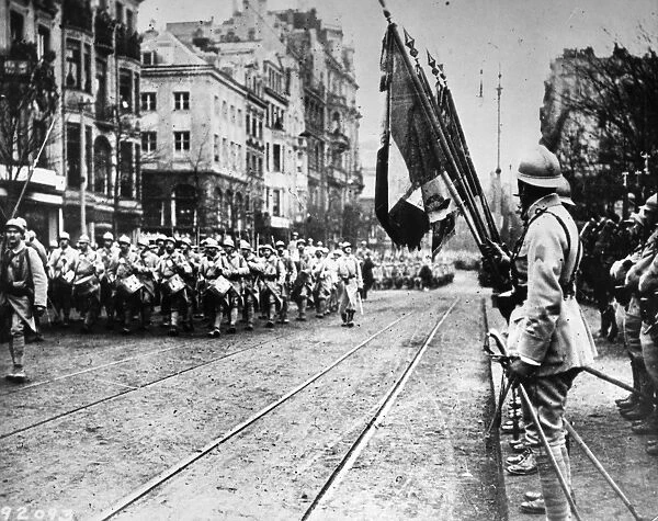 WORLD WAR I: PARADE. French military parade during World War I. Photograph, c1916
