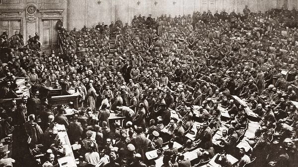 WORLD WAR I: PETROGRAD. Workers and Soldiers Deputies invade the Duma to demand