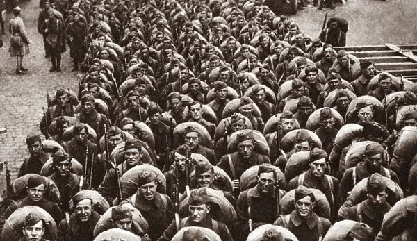 WORLD WAR I: RETURN HOME. The famous Lost Battalion of the 308th infantry, 77th
