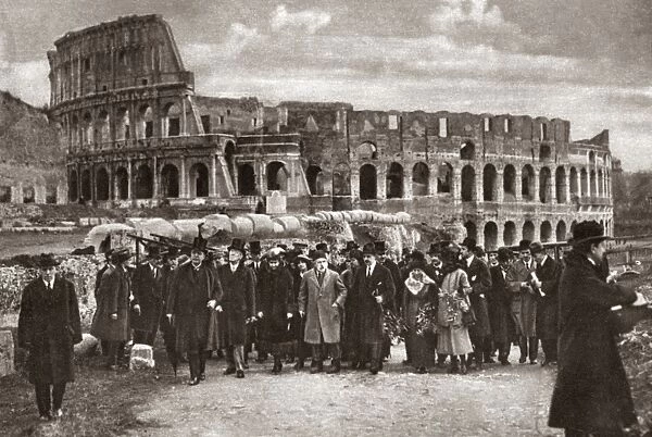 WORLD WAR I: ROME, 1919. Presidential party pictured in front of the Colosseum