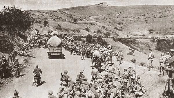 WORLD WAR I: RUSSIAN ARMY. A brigade of Russian infantry marching toward Krakow