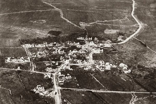 WORLD WAR I: SEICHEPREY. The town of Seicheprey destroyed in battle, France. Photograph